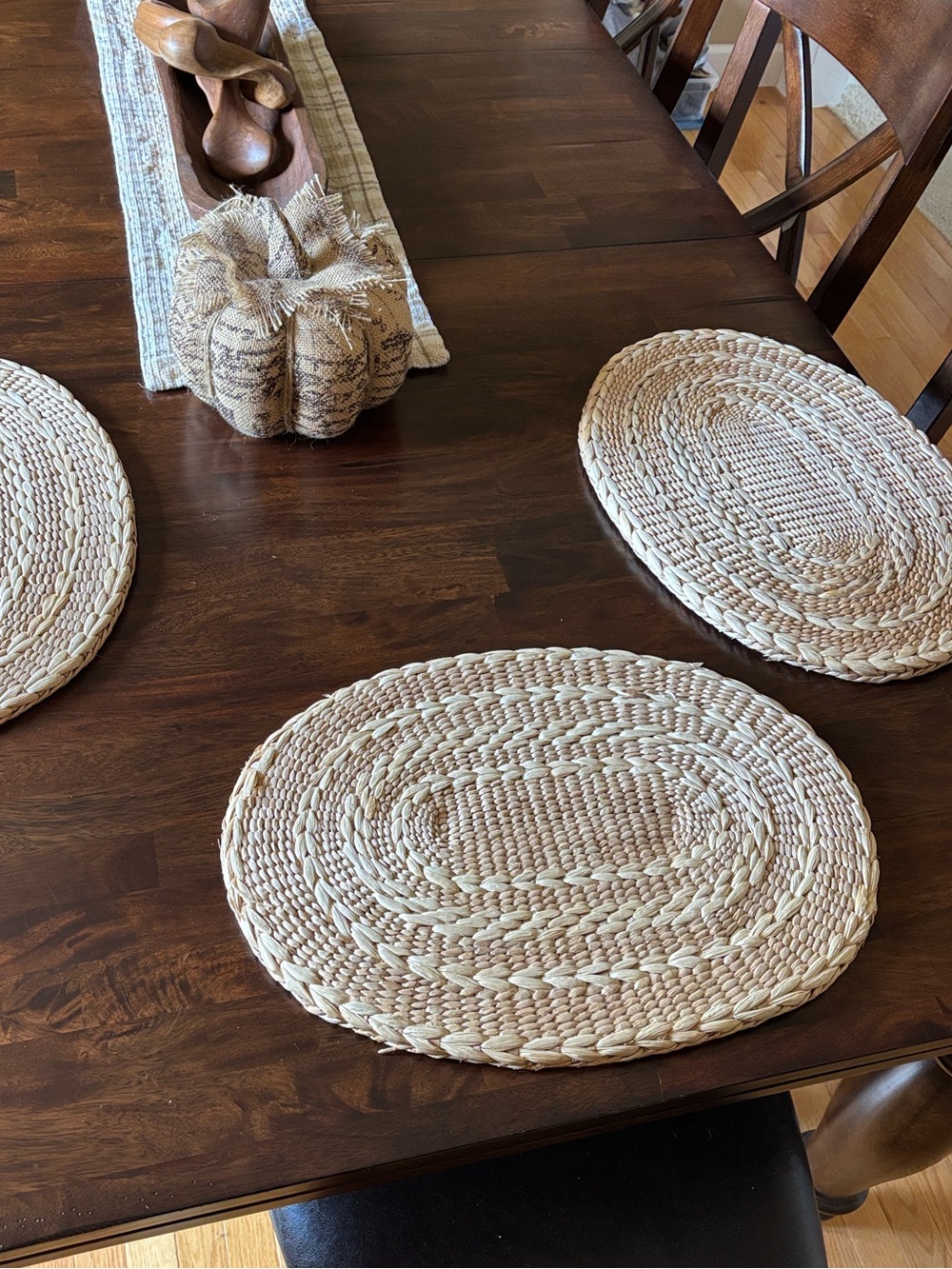 Crate & Barrel Oval Braid Mat Natural Woven Rattan Placemats Chargers 18” MCM